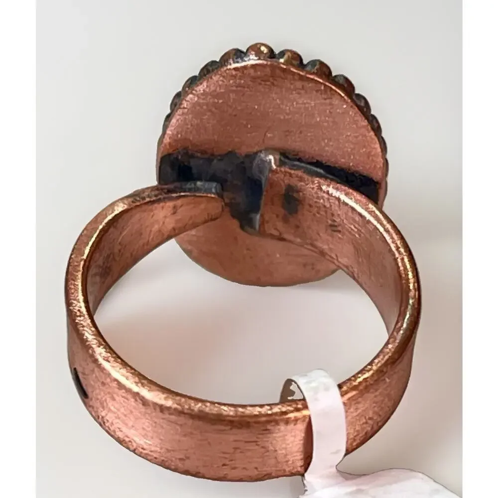 Golden Hills Turquoise Copper Statement Ring Handmade USA Adjust Southwestern